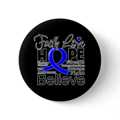 Anal Cancer Typographic Faith Love Hope Button by cancerapparel
