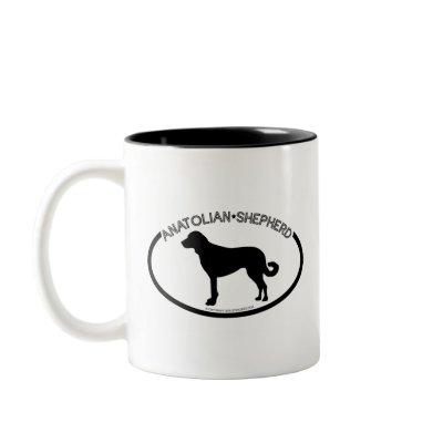 Anatolian Shepherd Silhouette Black Mug by dogsilhouettes