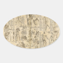Anatomical Chart from Cyclopaedia 1728 Oval Stickers
