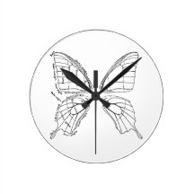 Anatomy Of A Butterfly Wing Vintage Diagram Round Clocks