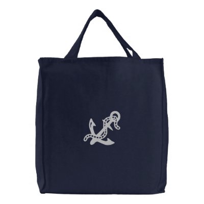 Anchor & Chain D2 Nautical Pirate Navy Coast Guard Canvas Bag by mrssocolov4