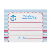 Anchor Nautical Bridal Advise Card Personalized Invite