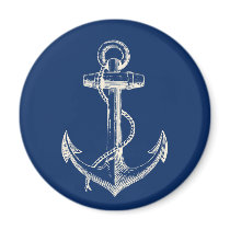 Anchor Nautical Decor Magnet Gift Navy Blue White