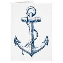 Anchor Nautical Greeting Card Gift Navy Blue White