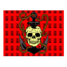 Anchor Skull Tattoo Postcard