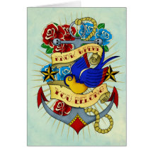 Anchor, Swallow and Roses Cards
