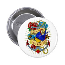 Anchor, Swallow and Roses Pin