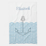 Anchor's Away! Girly Nautical Retro Custom Towel kitchen towels