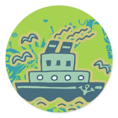 Anchors Away Tugboat Tshirts and GIfts Round Stickers by HotGraphicTshirts