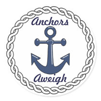 Anchors Aweigh Envelope Seals Round Sticker