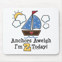 Anchors Aweigh Sailboat 2nd Birthday Mousepad