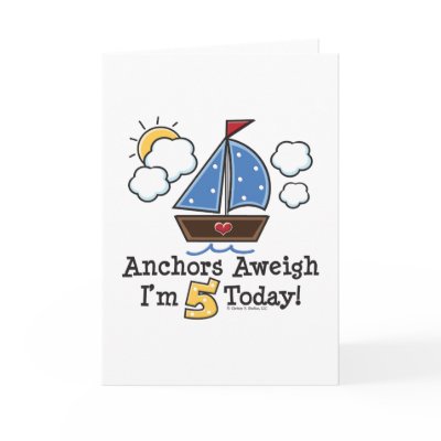 Anchors Aweigh Sailboat 5th Birthday Invitations by BirthdayTeesGifts