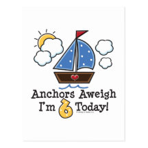 Anchors Aweigh Sixth Birthday Invites Post Cards