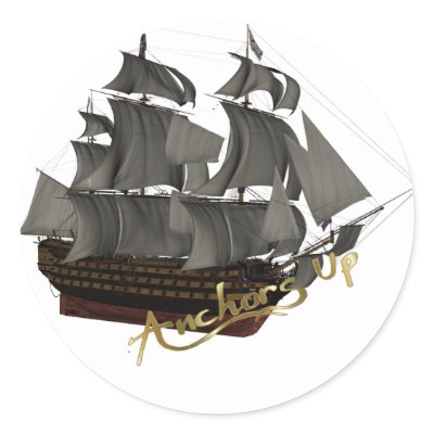 Anchors Up Round Stickers by Cehsja