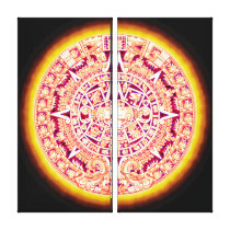 Ancient Aztec Calendar Art Wrapped Canvas