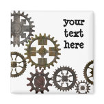 Ancient Gears & Cogs Square Magnet - Customised