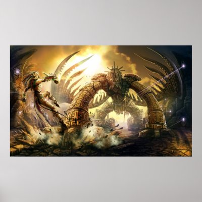 Ancient Golem Fight Posters by risachantag