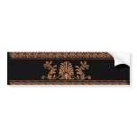Ancient Greek Style Black and Orange Floral Design Bumper Sticker