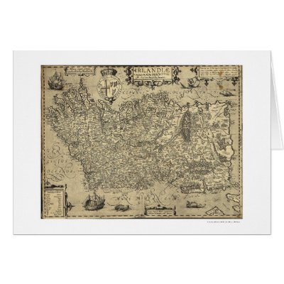 Ancient Ireland Ortelius Map Drawn By Baozio 1606 Cards by lc_maps