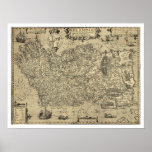 Ancient Ireland Ortelius Map Drawn By Baozio 1606 Print