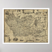 Ancient Ireland Ortelius Map Drawn By Baozio 1606 Print