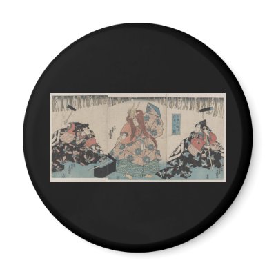 Ancient Japanese Sword Making Ritual circa 1848 Fridge Magnet by DDMcollections