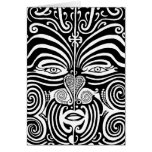 Ancient Maori Moko tribal tattoo design. Greeting Card