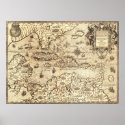 Ancient Map of Central America posters