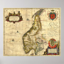 Ancient Map of Norway Posters
