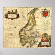 Ancient Map of Norway Posters