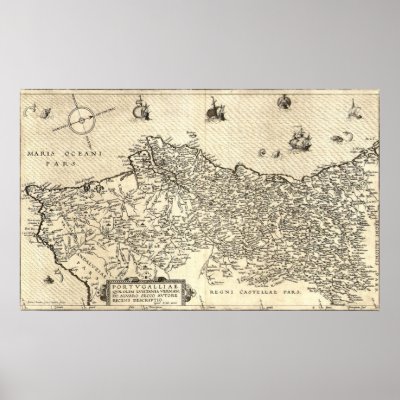Ancient Map of Portugal Print by classicprints