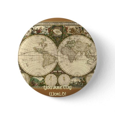 Ancient Map Series Pinback Button by RavenSpiritPrints