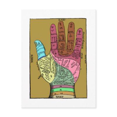 Ancient Palm Reading Chart Postcard by spacedust
