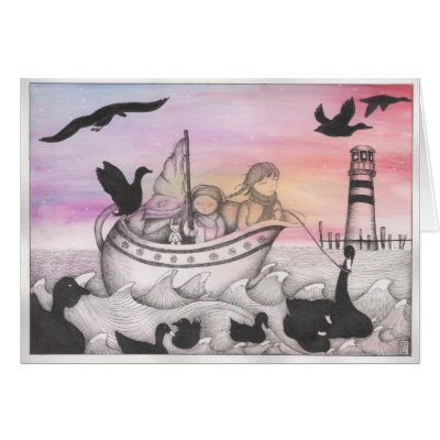 And With The Dawn Came The Inky Black Ducks Cards by LuxEtoile
