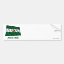 Andalucía waving flag with name bumper sticker