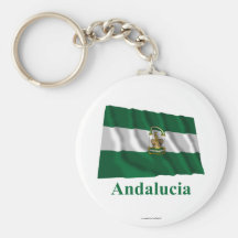 Andalucía waving flag with name keychains