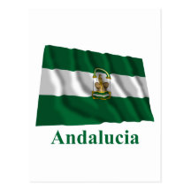 Andalucía waving flag with name post cards