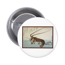 Ando Hiroshige Sheet Lobster and Shrimps Pinback Buttons