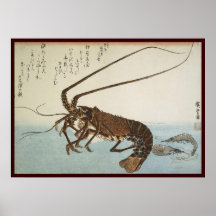 Ando Hiroshige Sheet Lobster and Shrimps Print
