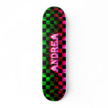 Andrea skateboard pink fire and flames design