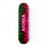 Andrea skateboard pink fire and flames design