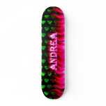 Andrea skateboard pink fire and flames design