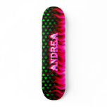Andrea skateboard pink fire and flames design