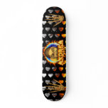Andrea skull real fire and flames skateboard desig