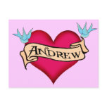 Andrew - Custom Heart Tattoo T-shirts & Gifts Postcards