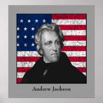 Andrew Jackson and The US Flag Print