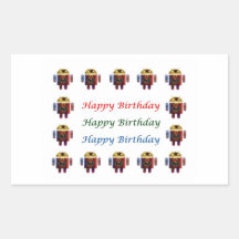 ANDROID Army - Happy Birthday Script n Blanks Rectangle Stickers