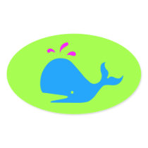 Andy Whale Singletons_aqua,magenta on green Stickers
