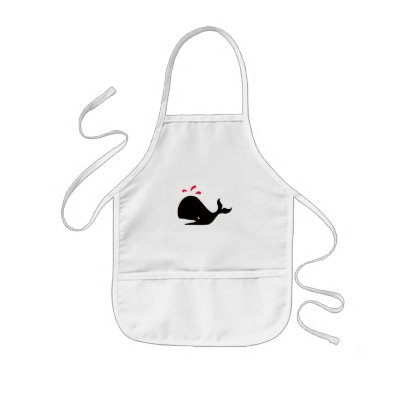 Andy Whale Singletons_black,red on white Aprons by Artful_Animalz