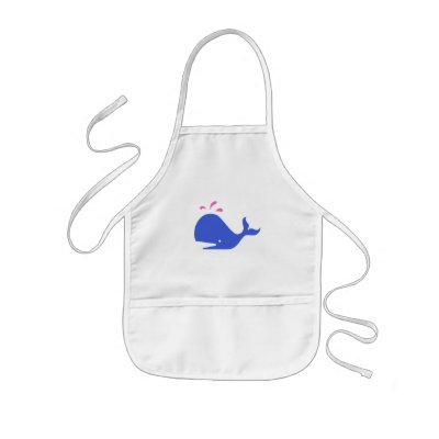 Andy Whale Singletons_blue,pink on white Apron by Artful_Animalz